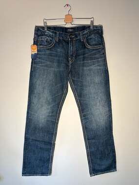 Silver Jeans Co. Hunter Athletic Fit Straight Indigo Denim Jeans W36 L34